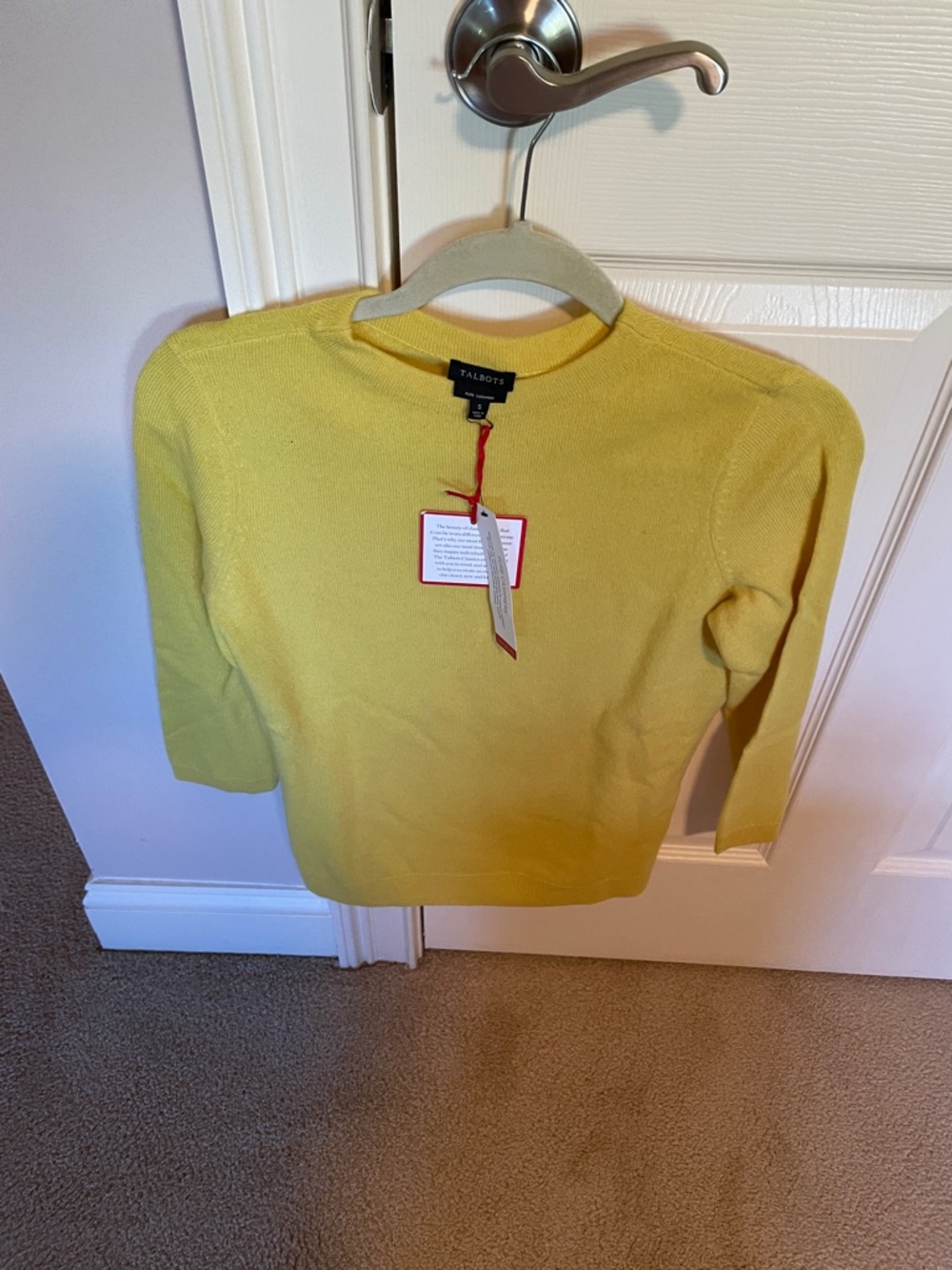 Talbots Sunny Yellow Long-Sleeve Crewneck Top cashmere